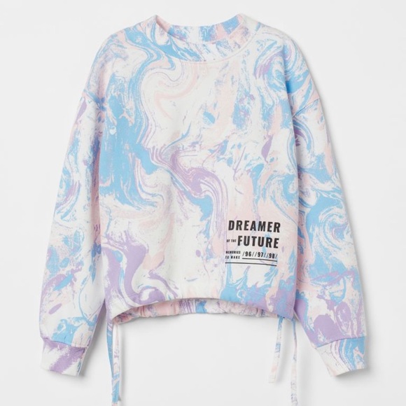 H&M girls tie die drawstring sweater - Picture 1 of 5